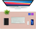 K KNODEL Desk Mat, Blotter, Dual-Sided Office Desk Pad, Waterproof Desk Mat for Desktop, Desk Blotters, PVC Leather Pad Protector (Pink, 35.4" x 17")
