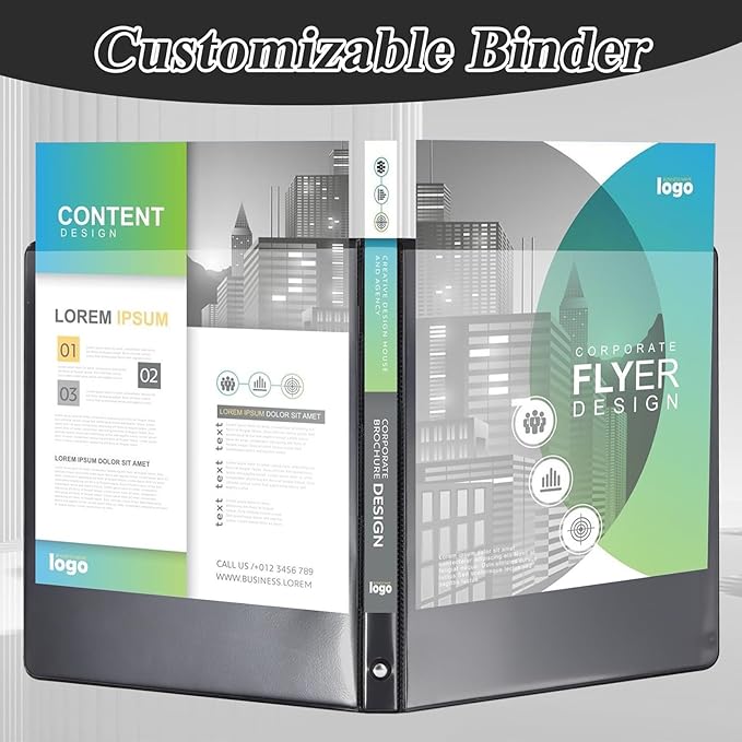 CIXILDTS 1-inch Round Ring Binder, Durable 1" 3 Ring Binder Fit Letter Size Paper, Black, 36-Pack