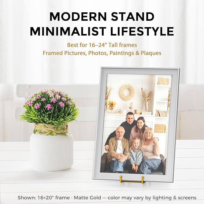 TR-LIFE 12 Inch Large Plate Stands/holder for Display - Metal Picture Frame Holder Stand + Small Easels for Platter, Book, Plaques, Photo, Tabletop Art (Gold 2 Pack)