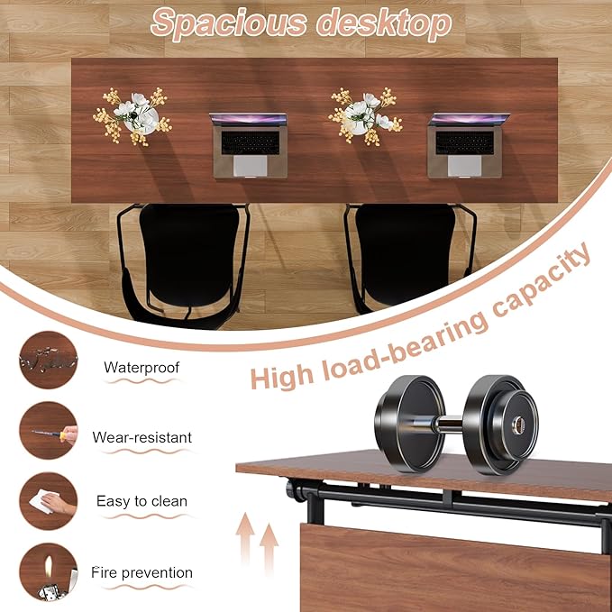 Conference Table Flip Top Mobile Conference Room Tables,Folding Conference Table with Wheels,Large Meeting Training Seminar Table Saving Space for Office Classroom(12D,47.2'')
