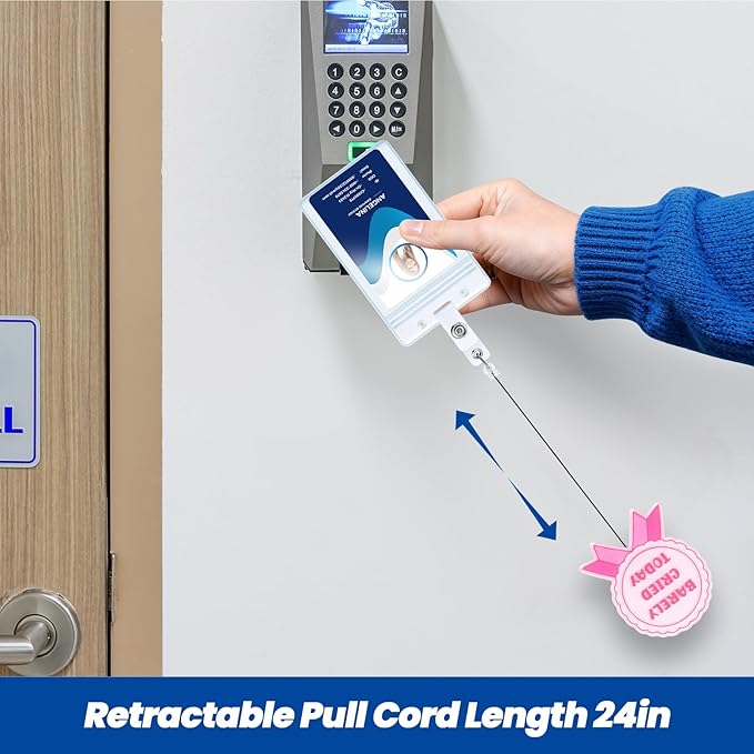 Barely Cried Today Funny Nurse Badge Reel, Cute Pink Ribbon Retractable ID Card Pediatric Badge Holder, Name Tag Medical Work Badge Clip for RN ER PM Critical Care Nurse Psychotherapist Mental Health