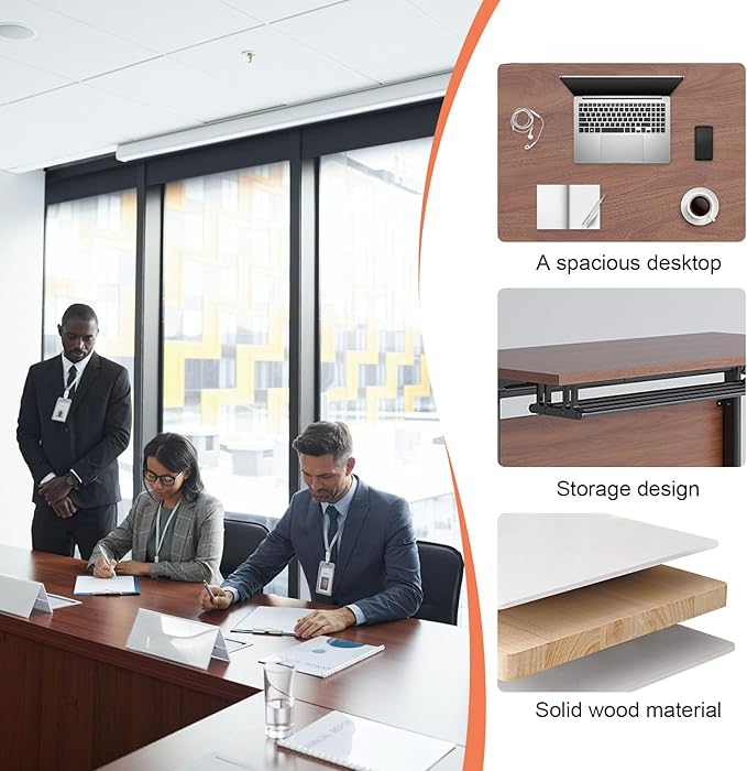 Conference Table,55.1''Folding Conference Room Table for 4-12 People,Mobile Flip Top MeetingTraining Table with Different Coulor and Styles for Offices, Classrooms,Meeting Room (2, D)