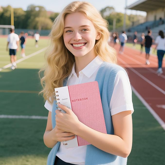 Spiral Notebook-5.75" x 8.125" College Ruled Journal with Inner Pockets and 160 Pages,PU Leather Cover Business Journal, Twin-Wire Binding Notebook Perfect for Office & Home School Supplies 3 pack Navy Blue