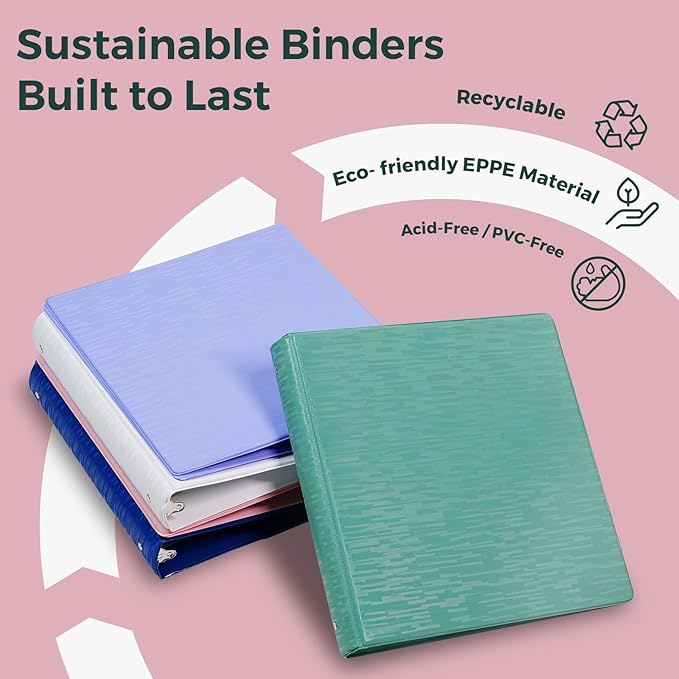 POPRUN 3 Ring Binder 1.5 Inch, PVC-Free, Holds 325 Sheets of 8.5 x 11 Paper, Extra Durable Organizer with 2 Pockets for School & Office, Heavy-Duty, 1 Pack, White