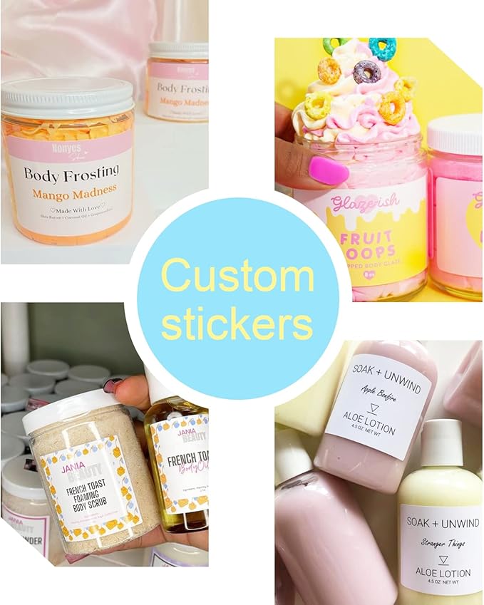 Custom 100-500 Stickers with Any Image Logo and Text. Personalized Labels for Business Logo, Thank You Notes (Square, 1 Inch)