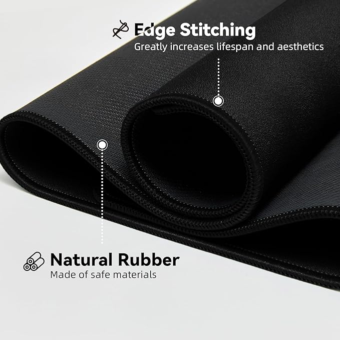 Reniteco Waterproof Large Gaming Mouse Pad with Durable Stitched Edges, Non-Slip Rubber Base, Grainy Jacquard Mouse Mat Desk Pad for Home Office Gaming, 35.4''x15.7''x0.12'', Matte Black