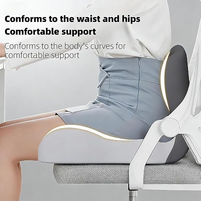 Orthopedic Cushion for Office Chair and Car, Memory Foam Seat Cushion with Lumbar Support Pillow, Instant Relieve Pressure on Back, Hips, Tailbone, Improves Sitting Posture (2, Mixed Colors)