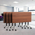Goakwwuz Conference Room Table, Folding Conference Tables,Thicken Grey Tabletop,Flip Top Wooden Seminar Meeting Room Table for Conference Room Offices (4, Walnut, 47.2“)