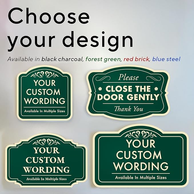 Custom Decorative Outdoor Metal Sign - Personalized Aluminum Driveway Sign, Waterproof, Made In USA - Design 1 Forest Green 18x18 In