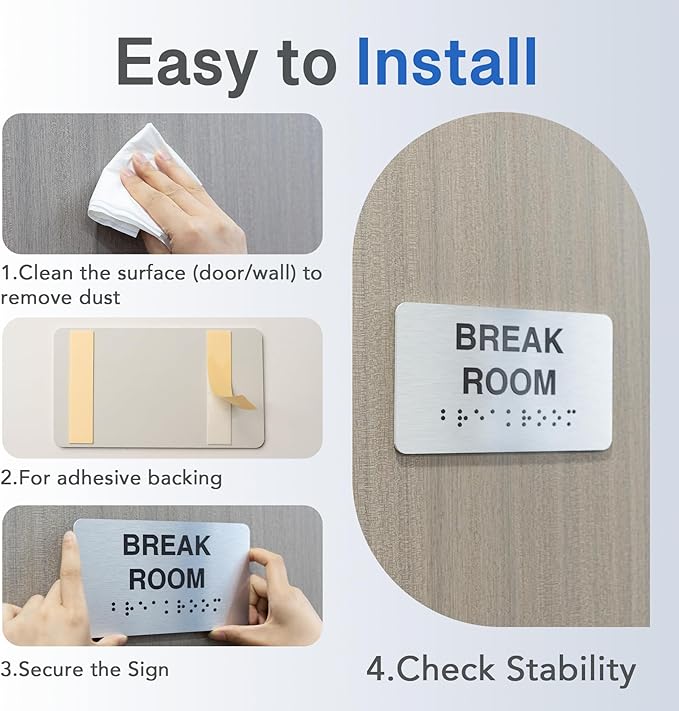 Mothers's Room Signs with Raised Text & Grade 2 Braille, Brushed Aluminum/Silver Finish Easy Install with Double-Sided Tape, ADA Compliant Mothers's Room Door Sign for Businesses & Offices