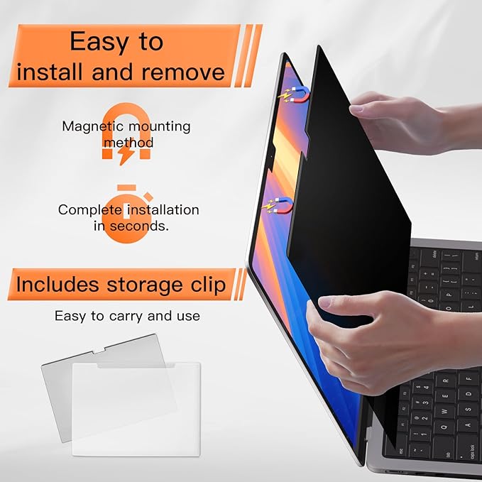 Mamol Magnetic Privacy Screen MacBook Pro 16 Inch 2021-2025 (M1-M2-M3-M4), Removable Anti Blue Light Glare Filter Screen Protector