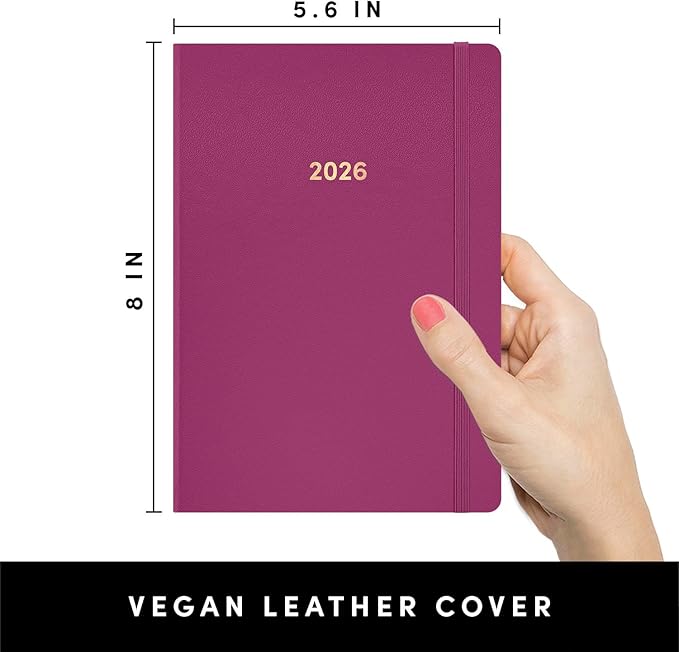 PAPERAGE 2026 Weekly & Monthly Planner, 12 Months (January 2026 - December 2026), 5.6 in x 8 in, Hardcover 2026 Planner with Weekly & Monthly Spreads, Note Pages, Stickers & Back Pocket – Raspberry
