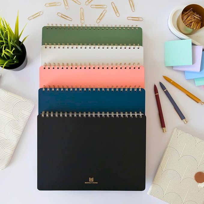Merely Home | Durable & Sleek | Undated Daily and Weekly Planner | 8.25" x 11.75" | To Do List Notebook for Work | Simple Design | Multiple Layouts | Planner and Notebook in One (Rust, Weekly Schedule - Landscape)