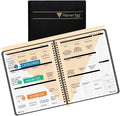 Planner Pad Spiral Bound January-December 2026/ Calendar Year 6 3/4" x 8 1/2" Medium 3-Tier Funnel Down 12 Month Organizer, Black Cover/Black Ink