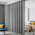 Hoeflife Room Divider Curtains Blackout Floor to Ceiling Curtain with Hook Wall Mount Sliding Door Curtains Ceiling Mount Extra Wide Curtain Wall Divider for Room Separation(Light Grey,W180 x H96 in)