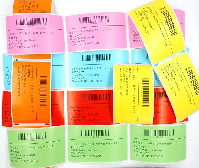 BETCKEY - 2.25" x 4" Multipurpose & Shipping Labels Compatible with Zebra & Rollo Label Printer,Premium Adhesive & Perforated[Light Blue, 6 Rolls, 2100 Labels]