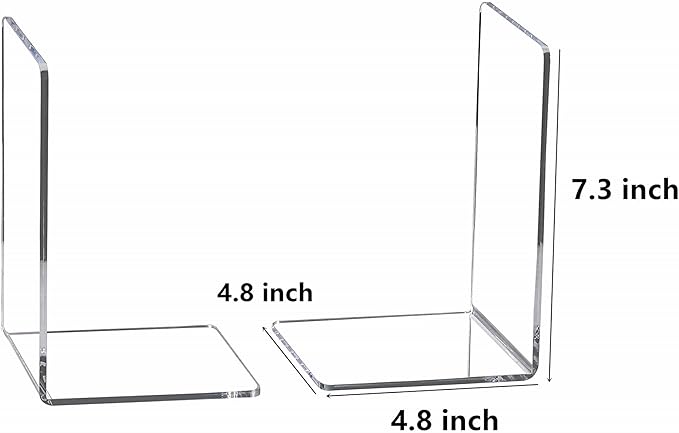 CY craft 6 Pieces/3 Pairs Bookends,Clear Acrylic Bookends for Shelves,Heavy Duty Book Ends and Desktop Organizer,Book Stopper for Books/Movies/CDs,7.3x4.8x4.8 inch