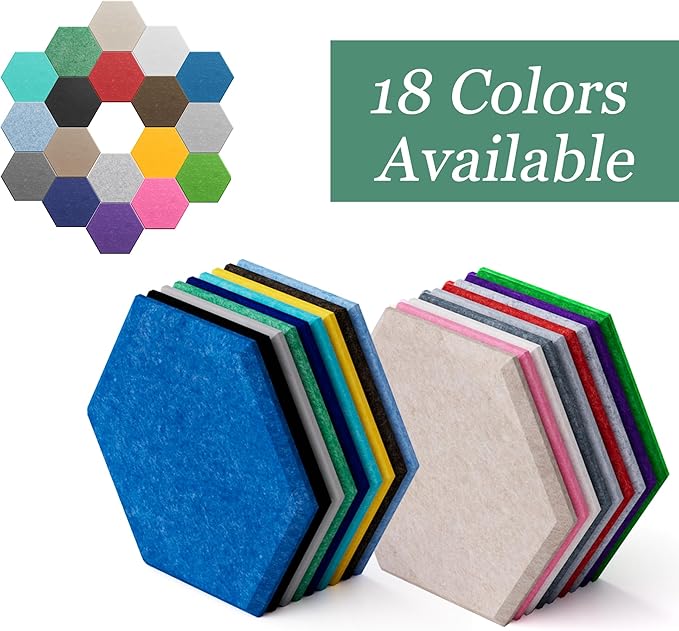 Hexagonal Acoustic Panels-12 Pack High-Density Sound Absorbing Panels 12"X10"X0.4" for Enhanced Noise Reduction, DIY Design, Idea for Studios, Offices, and Home Theaters(Sapphire Blue)
