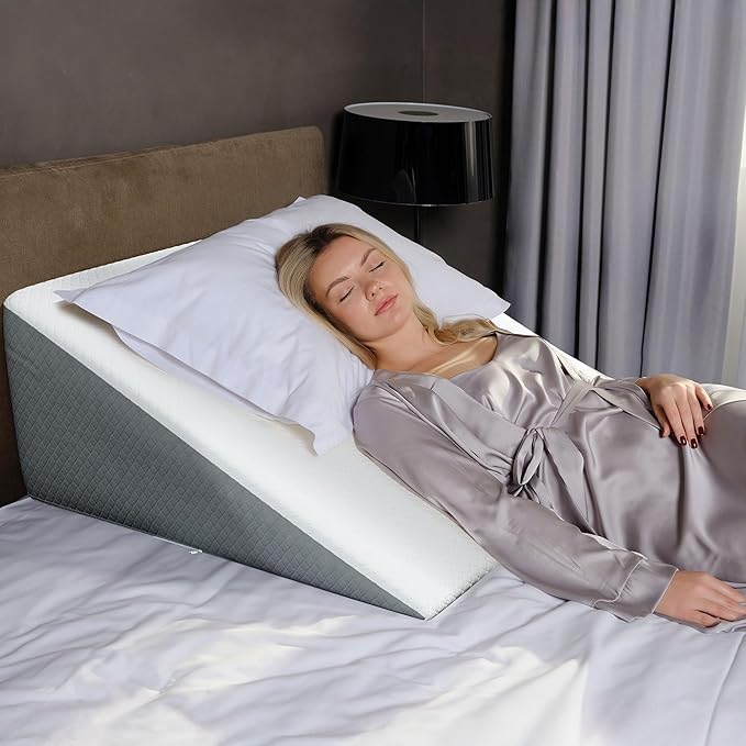 Kolbs Extra Wide Bed Wedge Pillow for Sleep Apnea, Acid Reflux, and Back Pain Relief, with Chic Jacquard Cover - Headboard GERD Pillow Wedges for Sleeping (Extra Wide 12" Height)