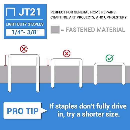 meite JT21 Staples, 5/16 Inch Galvanized Fine Wire Staples for Staple Gun - 7/16" Crown JT21 Staple Refill, Ideal for Upholstery, Crafts, Furniture (10 Packs)