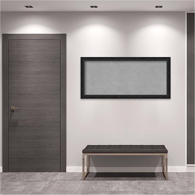 Amanti Art Black Framed Magnetic Board 24x52 Oversize Vision Board for use with Magnets, 100% Metal Sheet to Display Items as Office Decor or for Home Organization in mudroom, Kitchen or Kids Room