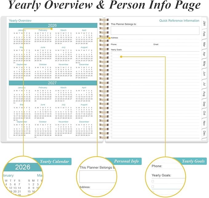 2026 Daily & Monthly Planner - One Page Per Day, Daily Planner from January 2026 - December 2026, Planner 2026 with 12 Monthly Tabs, 8.5" x 11", Flower-A
