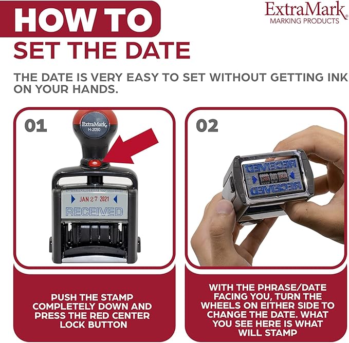 Heavy Duty Style Office Date Stamp with Approved - Self Inking Dater - Style C - Black Ink Color