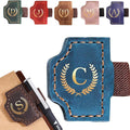 Personalized Mark Bookmark with Pen Holder, Leather Magnetic Book Marker 26 Letters,Custom Initials Page Marks, Gifts for Book Lovers Readers Men Women (Blue, C)