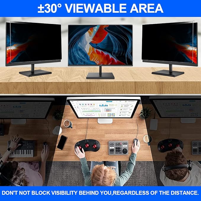 GUDTEKE Computer Privacy Screen Filter 27" Hanging Privacy Screen Protector Compatible Widescreen Computer Monitor with Aspect Ratio 16:9,Anti-Glare Privacy Screen Protector (27" Diagonal (16:9))