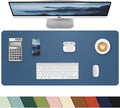 Pu Leather Desk Protector, Non-Slip Laptop Mat - Waterproof Writing Pad for Office/Home (23.6"x13.8", Grey Blue)