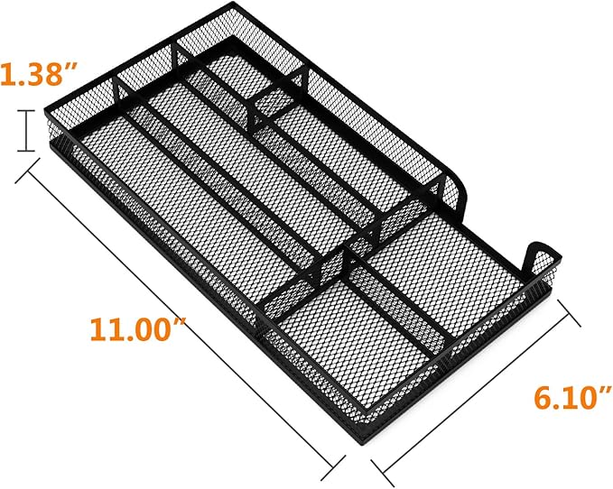 ITAYVAN Desk Drawer Organizer, Metal Mesh Dividers Organizer (Blak-2P, Small)