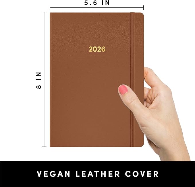 PAPERAGE 2026 Weekly & Monthly Planner, 12 Months (January 2026 - December 2026), 5.6 in x 8 in, Hardcover 2026 Planner with Weekly & Monthly Spreads, Note Pages, Stickers & Back Pocket – Cognac