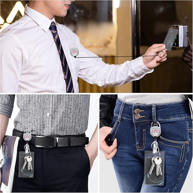 Cute Rainbow Lanyards for Id Badges, Mental Health Matters Badge Reel Heavy Duty with Carabiner Clip, Fashionable ID Badge Holder with Breakaway Lanyard, Teacher Nurse Office Christmas Gifts
