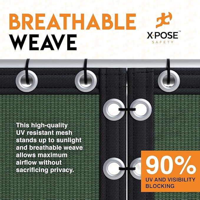 Xpose Safety Privacy Fence Screen 8’ x 50’ (12 Pack) – Heavy Duty Green Mesh with 90% Visibility Block, UV Protection – for Garden, Yard, Nursery, Kennel, Dog Run, Greenhouse