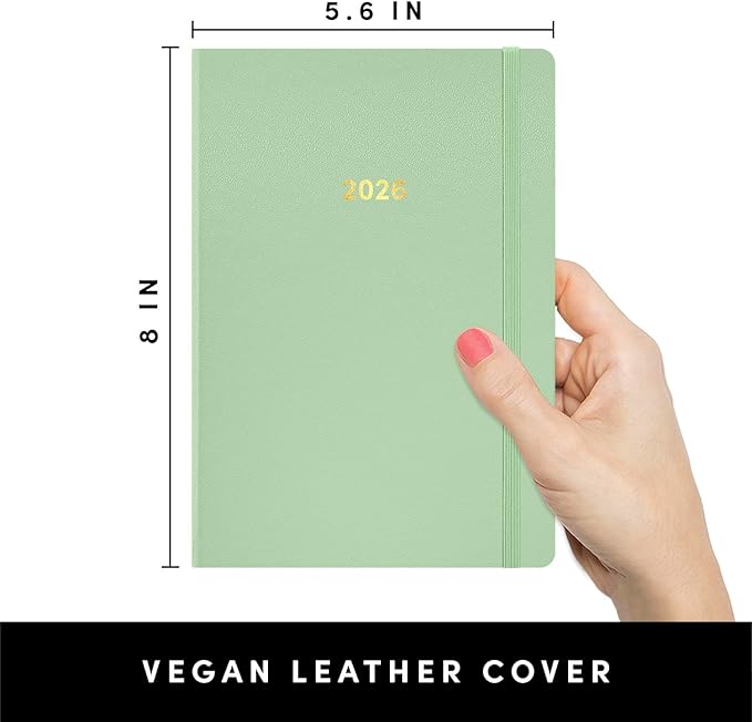 PAPERAGE 2026 Weekly & Monthly Planner, 12 Months (January 2026 - December 2026), 5.6 in x 8 in, Hardcover 2026 Planner with Weekly & Monthly Spreads, Note Pages, Stickers & Back Pocket – Sage Green