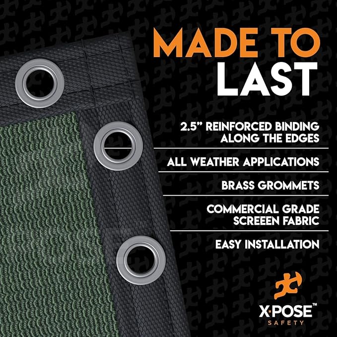 Xpose Safety Privacy Fence Screen 8’ x 50’ (24 Pack) – Heavy Duty Green Mesh with 90% Visibility Block, UV Protection – for Garden, Yard, Nursery, Kennel, Dog Run, Greenhouse