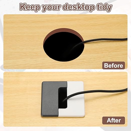 PATIKIL 2.8inch Desk Grommet, 6Pcs Cable Grommet Wire Management Cable Hole Cover Cord Organizer for Office Home Table Countertop, Black Red
