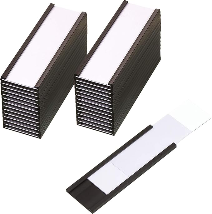 Outus 30 Pcs 3 x 1 Inch Magnetic Label Holders Locker Name Tags with 30 Protective Films and 60 Replacement Strips Magnetic Name Plate Card Holders for Office Shelf Mailboxes Locker