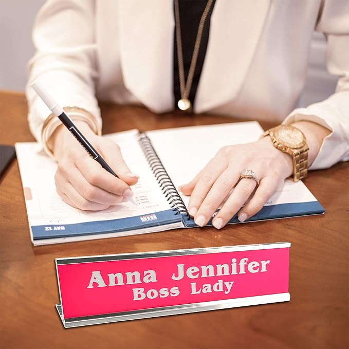 Personalized Name Plate With Wall Or Desk Holder Customized Engraving 2x8