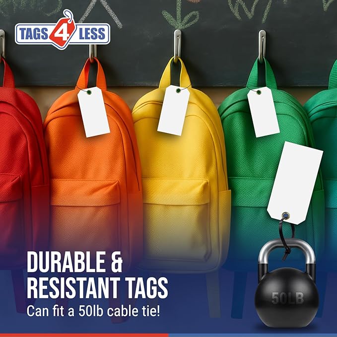Tags 4 Less 15 Mil Waterproof Plastic Tags, Pack of 100 – 2” x 4” Heavy Duty Plastic Tags for Labeling, Outdoor Tagging, Equipment Labeling, Luggage, Valves & More (Fluorescent Green)