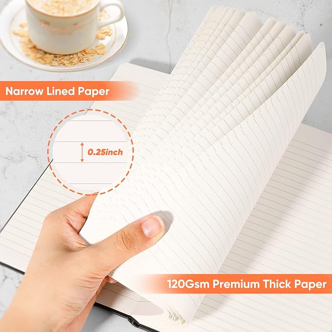 Huhuhero Notebooks Journal, Ruled Notebook, Premium Thick Paper Lined Journal, Black Hardcover Notebook for Office Home School Business Writing Note Taking Journaling, 5"×8.25" (5, Teal)