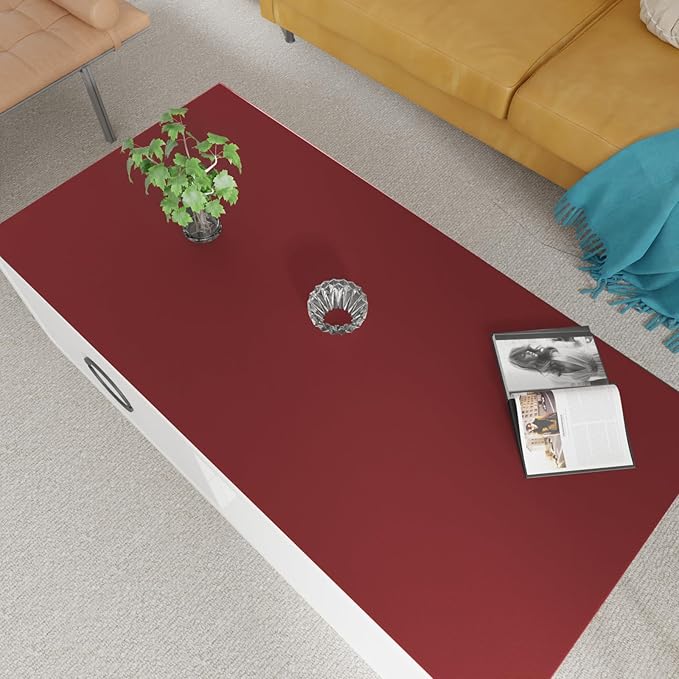 Zinkooat Leather Table Cover,1.8mm Thick,24x60 Inch Desk Cover,Large Desk Mat,Table Protector,Table Cover Protector,Desk Protector,Table Pad,(Black+Wine Red,24x60)