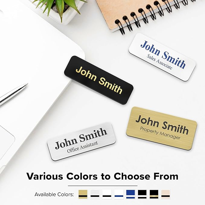 Custom Engraved Name Tags, Magnetic White Name Tags, Personalized Name Tags, 1x3 Inches, Durable Engravable Impact Material, Made in The USA by My Sign Center