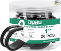 OURU 20pcs 1 Inch Stainless Steel Cable Clamps, Rubber Coated, Black