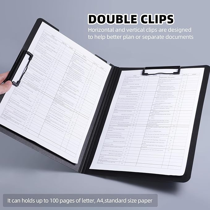 FRETONBA Clipboard Folder, 5 Pack A4 Foldable Clipboard with Horizontal and Vertical Double Metal Clips, 360 Degree Foldable Binder Clipboards with Pen Holder, File Cover Folder Clipboards, Green