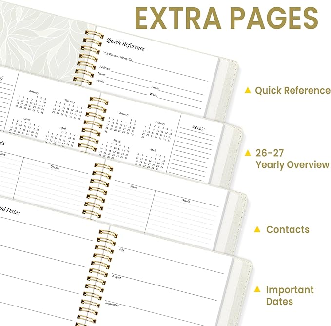 2026 Planner, Annecy Weekly ＆ Monthly Planner 2026, Jan. 2026 – Dec. 2026, 9" x 11" Monthly Agenda Planner with Tabs, Flexible Linen Cover, Spiral Binding, Double-sided Pocket, Bookmark, Beige