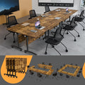 Folding Conference Table 4ft 5ft, Foldable Office Meeting Desk for 6 People, Multiple Sizes Colors Mobile Conference Room Table for Training Room School Business Furniture (4, Brown, 55in)