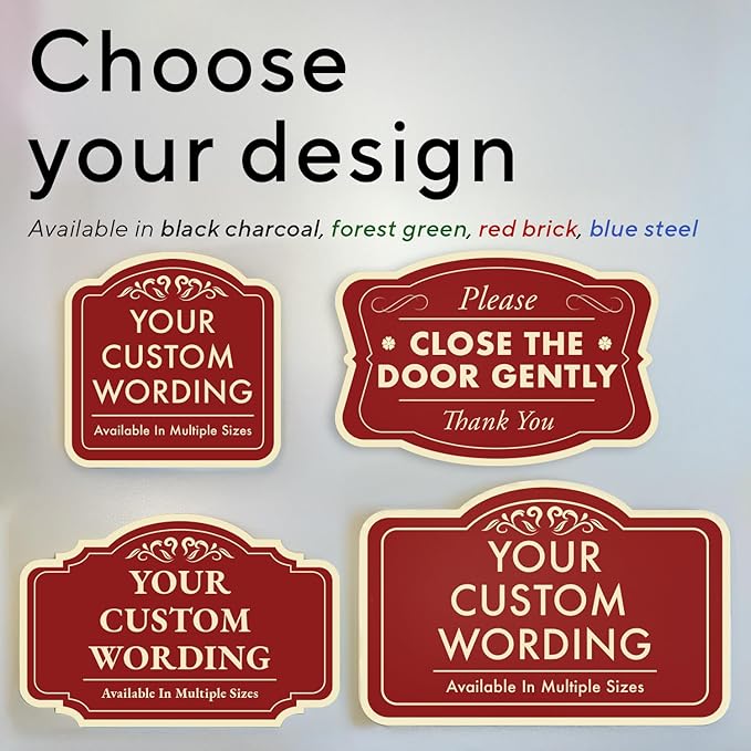 Custom Decorative Outdoor Metal Sign - Personalized Aluminum Driveway Sign, Waterproof, Made in USA - Design 3 Red Brick 36x24 In