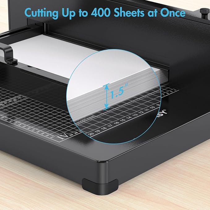 Paper Cutter 12 Inch, Heavy Duty Paper Cutter for A4 Paper, Guillotine Paper Cutter 400 Sheet Capacity, Solid Steel Construction