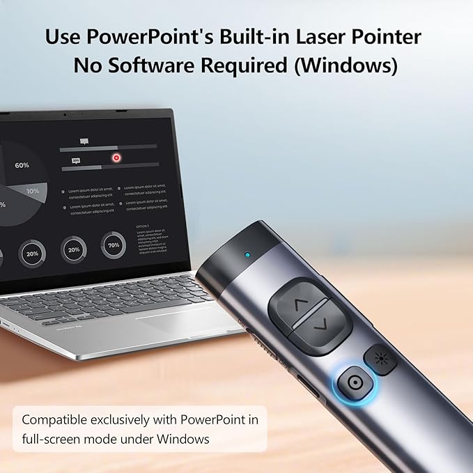 Norwii N97s TV Screen Presentation Clicker for powerpoint presentations, powerpoint clicker, Presentation Remote, Bluetooth Wireless Presenter, Digital Pointer for TV Screen Under Win/mac